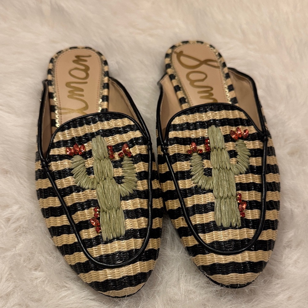 Sam Edelman Women Jillian Embroidered Mule Loafers 2000’s Size 8 1/2 pre-owned - Picture 2 of 9